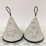 【送料無料】猫ちゃんとくまさんのシンプル三角鍋つかみ ルクルーゼやストウブに！