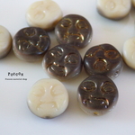 black & ivory moon face 9mm チェコビーズ 8個