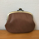 [N様ご予約品] 本革ぺたんこ親子がま小銭入れ（茶色レザー）