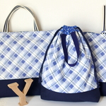 【mi様専用】青いアーガイルチェックの入園入学4点セット