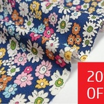 【20％OFF SALE】はぎれ｜110×57cm｜コットン生地｜フレンドリーフラワー（NB)｜綿｜花柄｜ブロード｜紺｜プリント