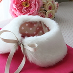 🌸ファーの付け襟🌸❨ホワイト×ベージュリボン❩