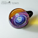 【cosmic town】1点物 宇宙モチーフガラスペンダント / ネックレス  ギフトボックス & 鹿革紐付【クリスタルオパール入り】
