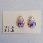 sky blue×drop刺繍ピアス