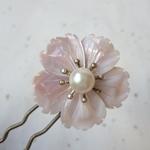 ★かんざし（ｍ-109）　【桜】　ピンクシェル・あこや本真珠　（小）　★