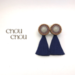 刺繍ビーズ×タッセルピアス
