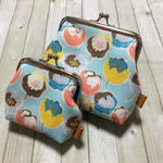 ＊SALE＊ぷっくり【ふっくらフラワー・ブルー】がま口ポーチ２個セット