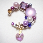❤️bureburetenten様へ❤️藤色スフィアとスワロフスキーのブローチ レジン 月 パール ビジュー ハート SWAROVSKI スワロフスキー パープル 紫色 紫 藤色  