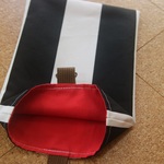 赤好き男子のためのシューズバッグ(黒ボーダー×赤)/靴袋 / shoes bag【男の子】【通園・通学】