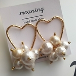ハート×コットンパール＊大人可愛い ピアス＆イヤリング