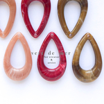 【3色6個38×23mm】アクリル ドロップ フープ チャーム Bカラー  大理石風  