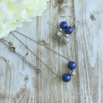新色♪ スワロフスキーブルーの ネックレス&ピアス セット