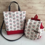 ママとお揃い❤︎ベビーリュック＆2wey口折れミニトートバッグ限定セット【キャロットリボねこ】