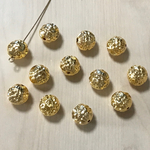●13㎜● GOLD ROUND FLOWER DESIGN BEADS