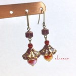 天然石レッドアゲートのクラシカルピアス／イヤリング