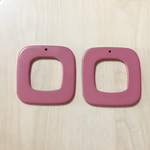 VINTAGE OPAQUE PINK SQUARE FLAT FLAME PENDANT BEADS