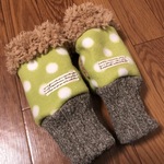 送料無料!!!中までモコモコハンドウォーマー(抹茶色の水玉)