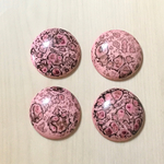 VINTAGE ITALIAN PINK DYE ROUND CABOCHON PARTS