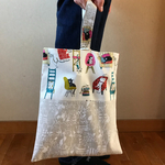 ネコ柄の生地組み合わせシューズケース上靴入れ