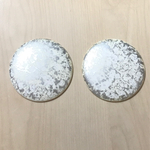 VINTAGE WHITE SILVER MARBLE ROUND CABOCHON PARTS