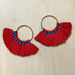 TERRACOTTA RED FRINGE TASSEL GOLD RING PARTS