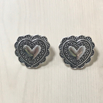 ●20㎜● ANTIQUE SILVER HEART DESIGN BUTTON CABOCHON PARTS