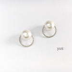 再販☆コットンパール☆フープシルバーピアス/イヤリング