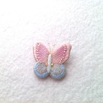 【再販】羊毛とフェルトの蝶ブローチ pink&blue