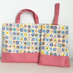 レッスンバッグ&上履き入れセット 入園 入学グッズ　ピンク×花柄