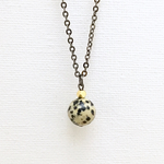 ダルメシアンジャスパー×メタル/シンプルモノトーンネックレス