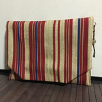 【SALE】赤い縞模様のクラッチバッグ　着物（帯）リメイク