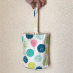 ネコドット柄シューズケース上靴入れアイボリー