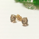 スモーキークォーツのひと粒ピアス・14KGF