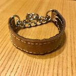 小型犬🐕にシンプルなベージュ牛革レザーのハーフチョーク首輪😊