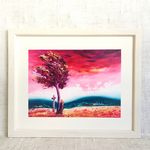 手描き油絵フレーム付き-逢いに行きたい-red sky-