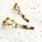 揺れる口紅♡クリスタルを添えて。【イヤリング or ピアス】