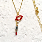 《再販３》唇にピアス♡口紅を添えて。（ルージュなリップ）【52cmネックレス】
