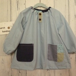  ★長袖★スモック・遊び着★水色★水玉 ★100