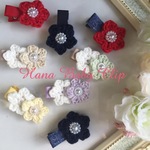 2本オーダー♡コットン編み花ベビーヘアクリップ〈AH〉