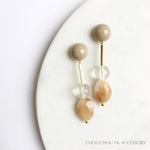 long beads earring(gold×beige)