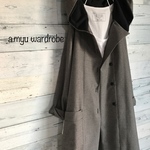 a.myu限定 上質なItalia製 cottonwool千鳥格子 膝丈 フードコート
