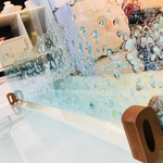  水はね防止パネル  渚のシェル ライトブルー  シンク用スタンド 