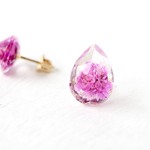 受注生産 flower crystal  drop ＜peach＞＊イヤリング・樹脂ノンホール・樹脂ポスト選択可能