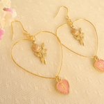 ♡薔薇のハートフープピアス♡（Pink ）