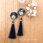 【送料無料】かすみ草のタッセルピアス