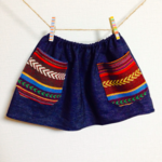 アジアン刺繍ポケット付きデニムスカート