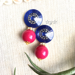 ☆Vintage Button☆ロイヤルブルー×チェリーな綺麗色ピアス/イヤリング