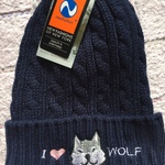 『I ♡ WOLFニットキャップ』ネイビー