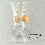 巻き玉ピアス（山吹色ミックス）