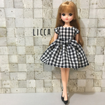 リカちゃん ギンガムチェックワンピ